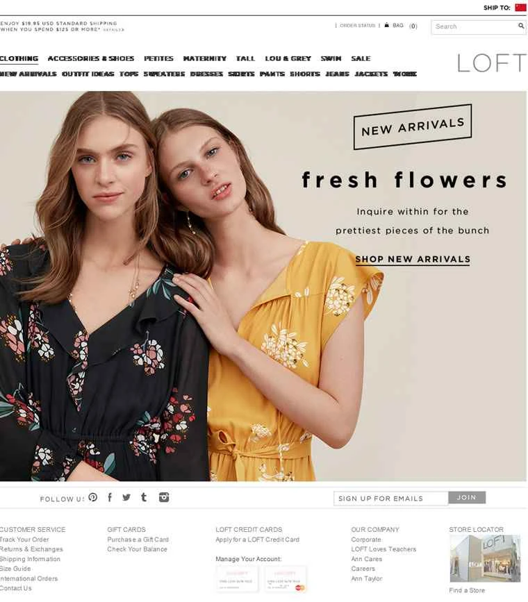 アメリカの有名な婦人服ブランド、LOFT。