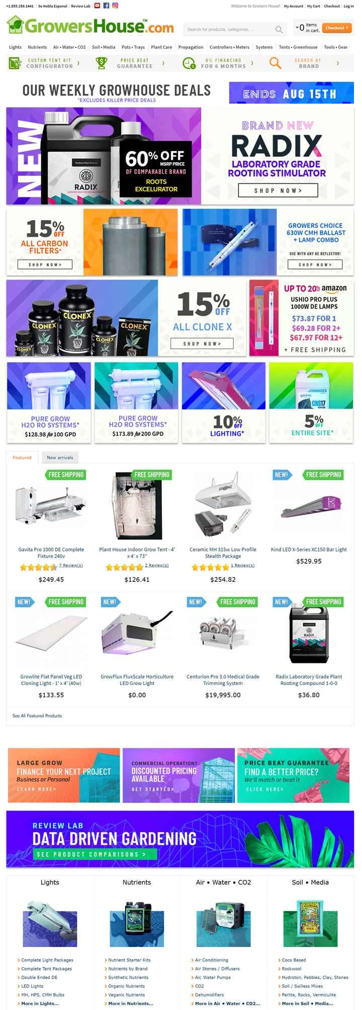 米国最大のオンライン水耕栽培用品店、GrowersHouse.com。