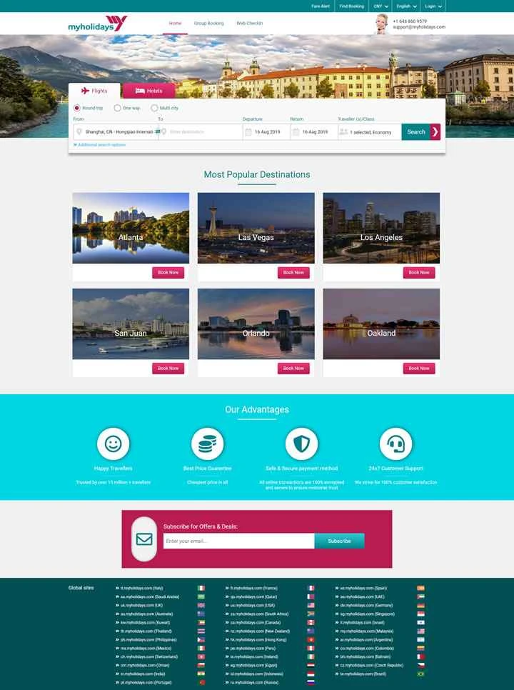 Myholidays USA: オンライン旅行ウェブサイト