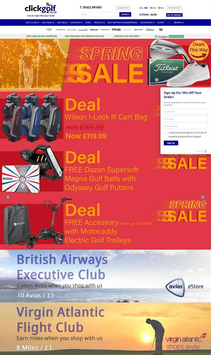 Clickgolf.co.uk は、英国のトップクラスのプロゴルフショップです。