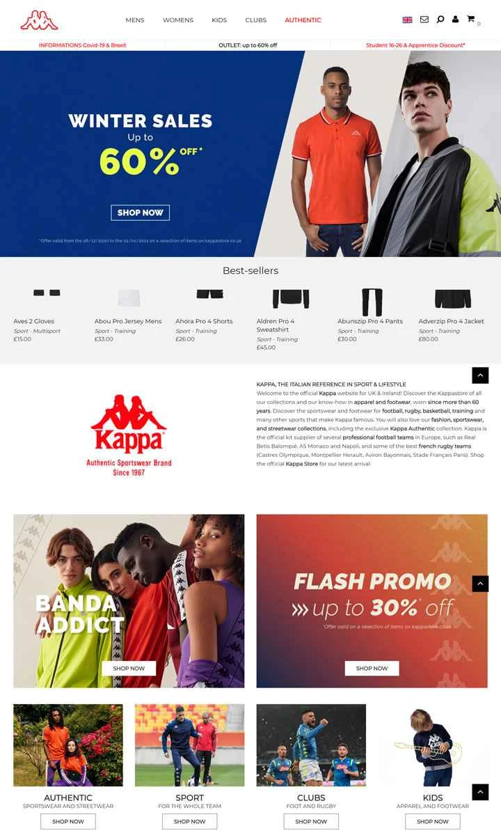 Kappa UK公式オンラインストア：衣料品とスポーツ用品