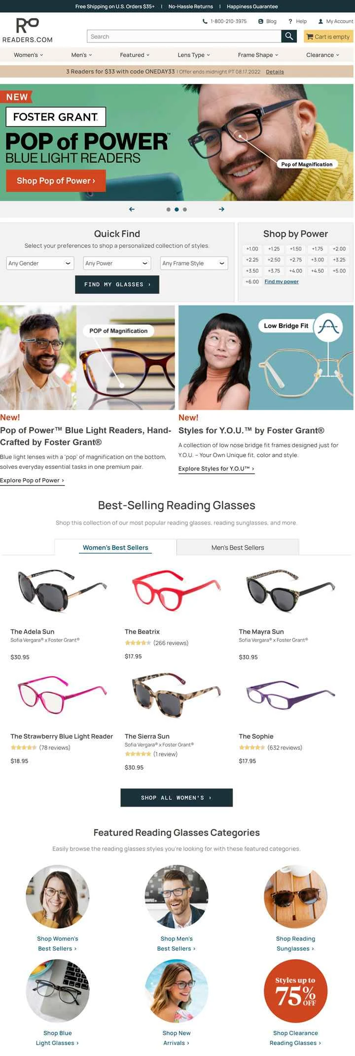 20ドル以下の老眼鏡：Readers.com