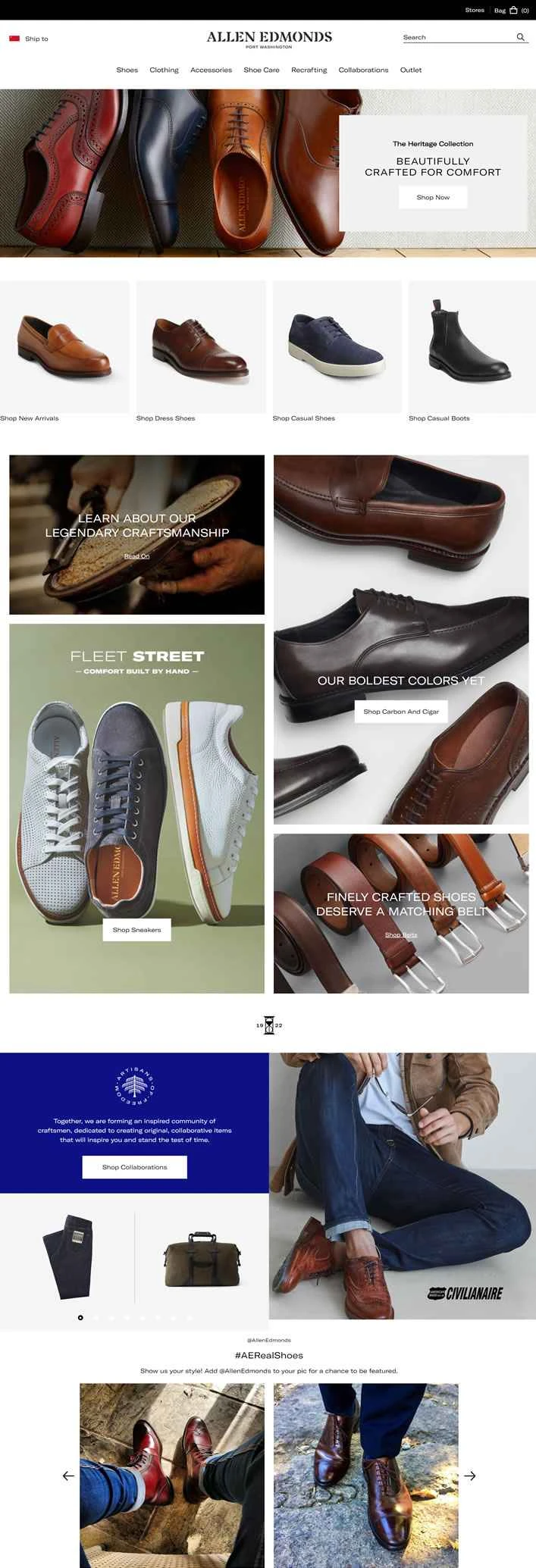 アレン・エドモンズ公式ウェブサイト：メンズシューズとアクセサリーの高級アメリカンメーカー