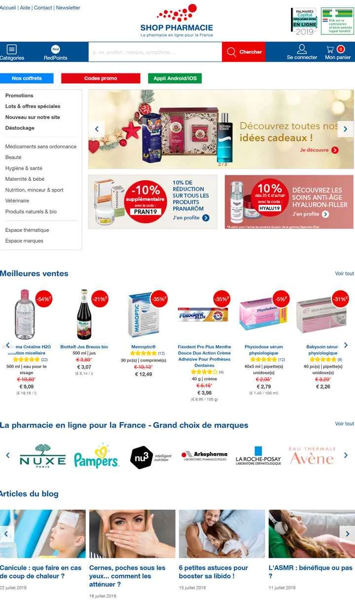 フランスのオンライン薬局：Shop Pharmacie