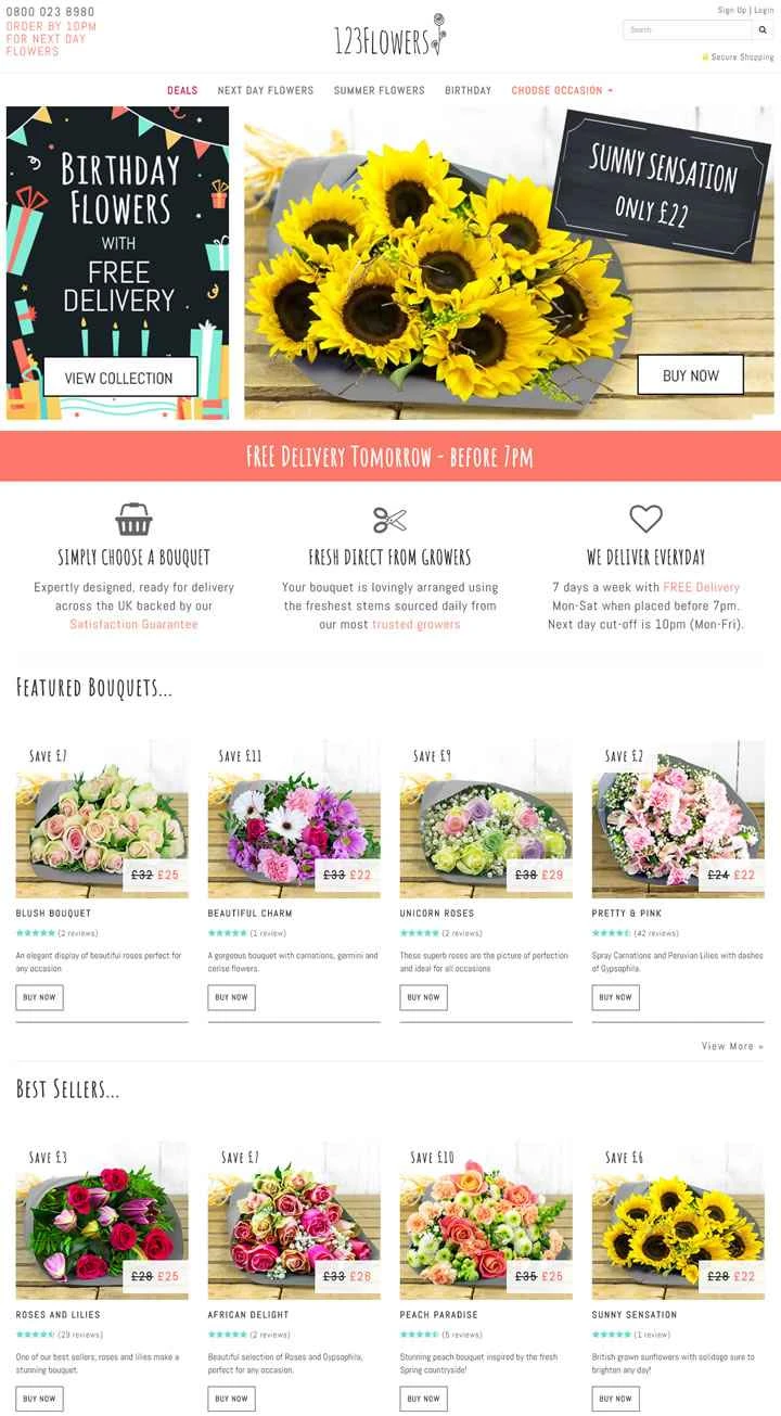 123 Flowers UKのウェブサイト: 123 Flowers