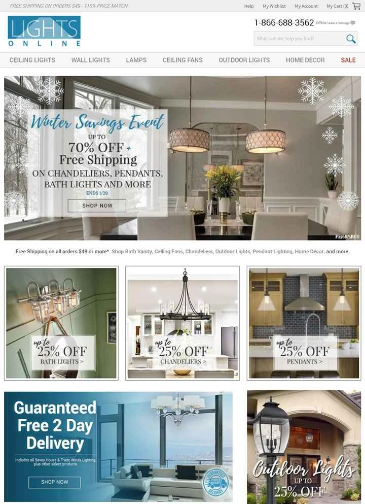 LightsOnline.com は、米国で高級家庭用照明および装飾品を扱う大手オンライン小売業者です。