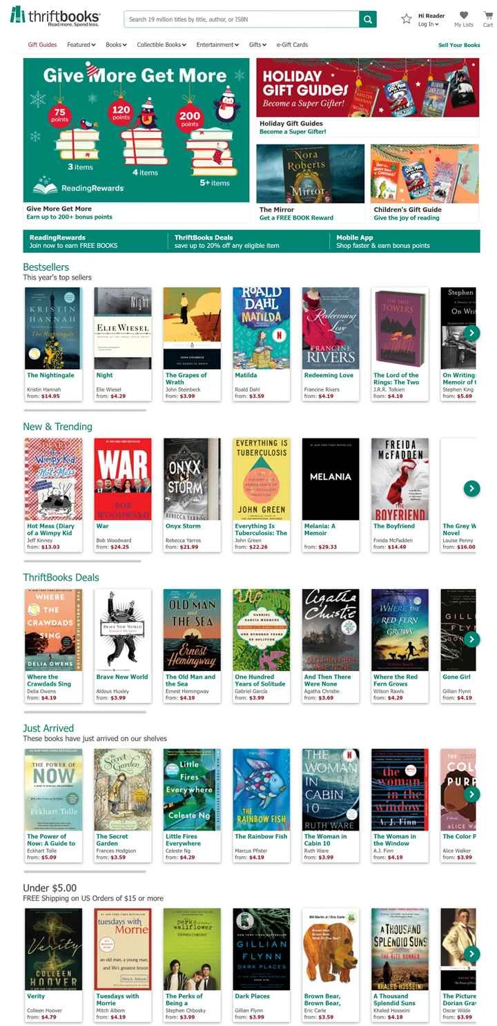 Thriftbooks.com は、米国最大の古本オンライン小売業者の 1 つです。