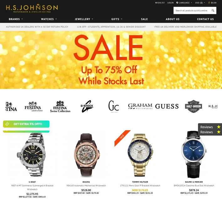 英国を代表する時計・ジュエリーブランドの正規販売代理店：HSジョンソン