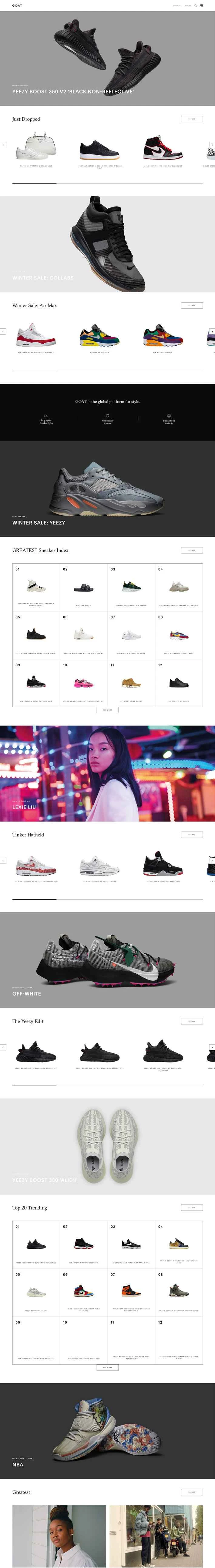 本物のスポーツシューズを売買する：GOAT