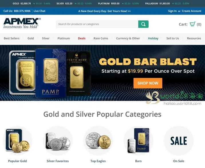 米国貴金属取引業者：APMEX