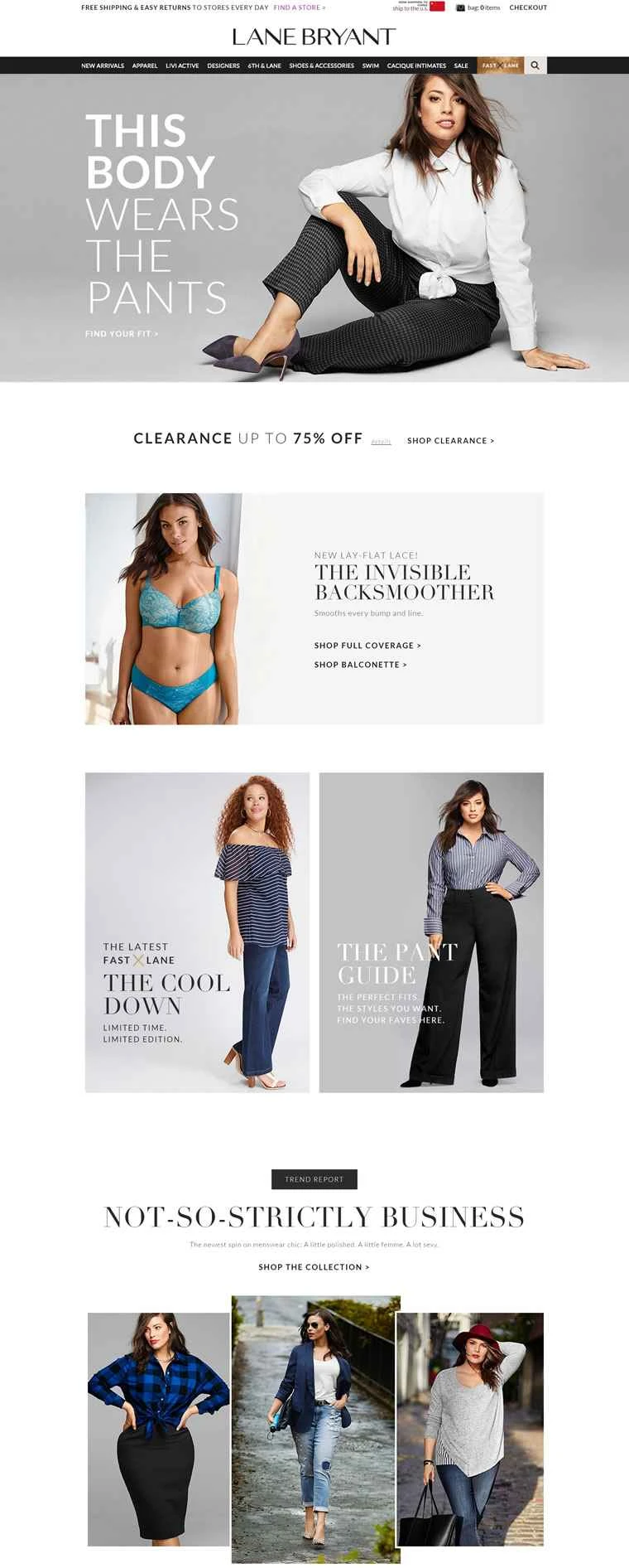 プラスサイズのレディース服を買う：レーン・ブライアント