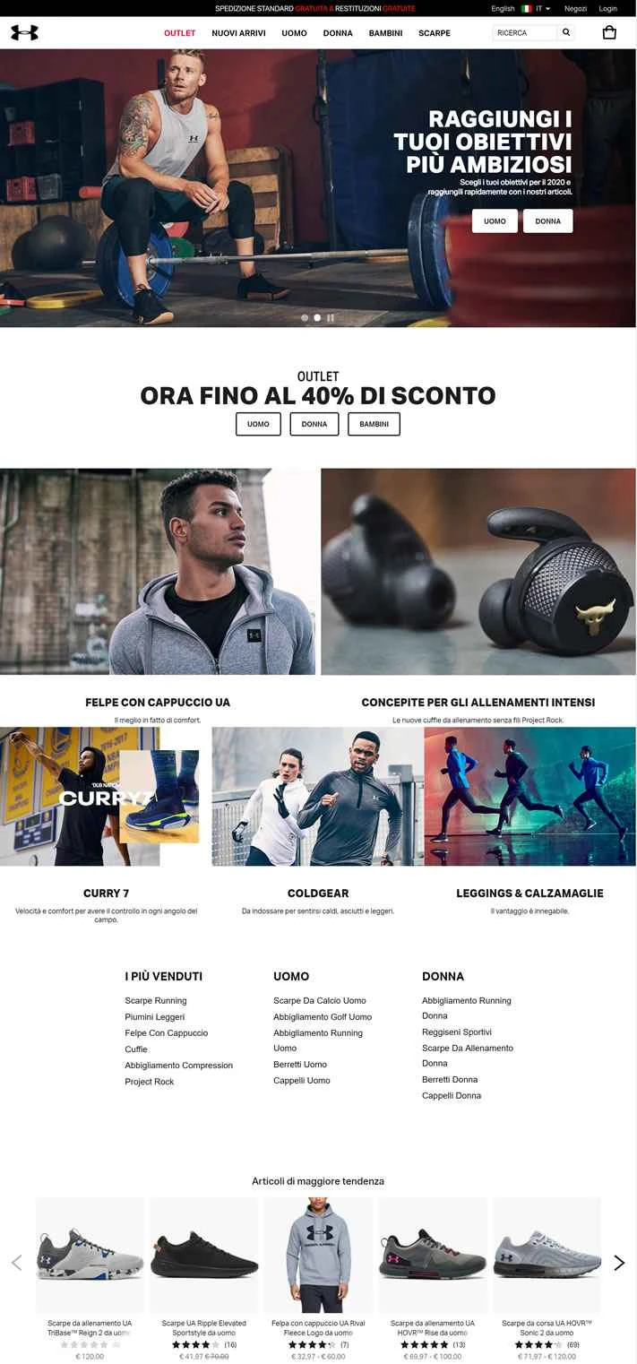 アンダーアーマー イタリア公式サイト：アメリカのプレミアムスポーツテクノロジーブランド