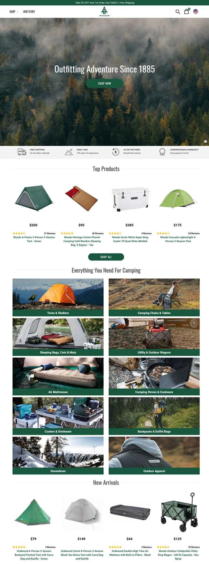 ウッズのウェブサイト: カナダで最も古く、最も尊敬されているアウトドアブランドの一つ