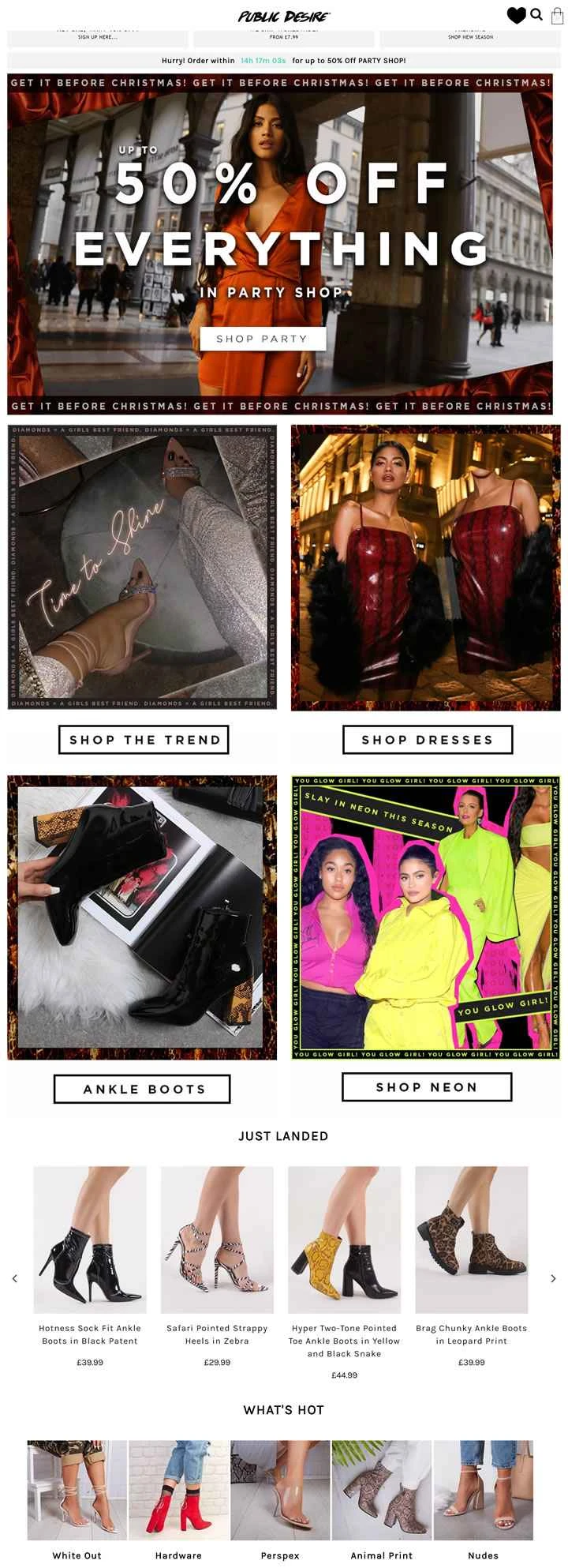 パブリックデザイア（米国/カナダ）：グローバルオンラインフットウェアブランド