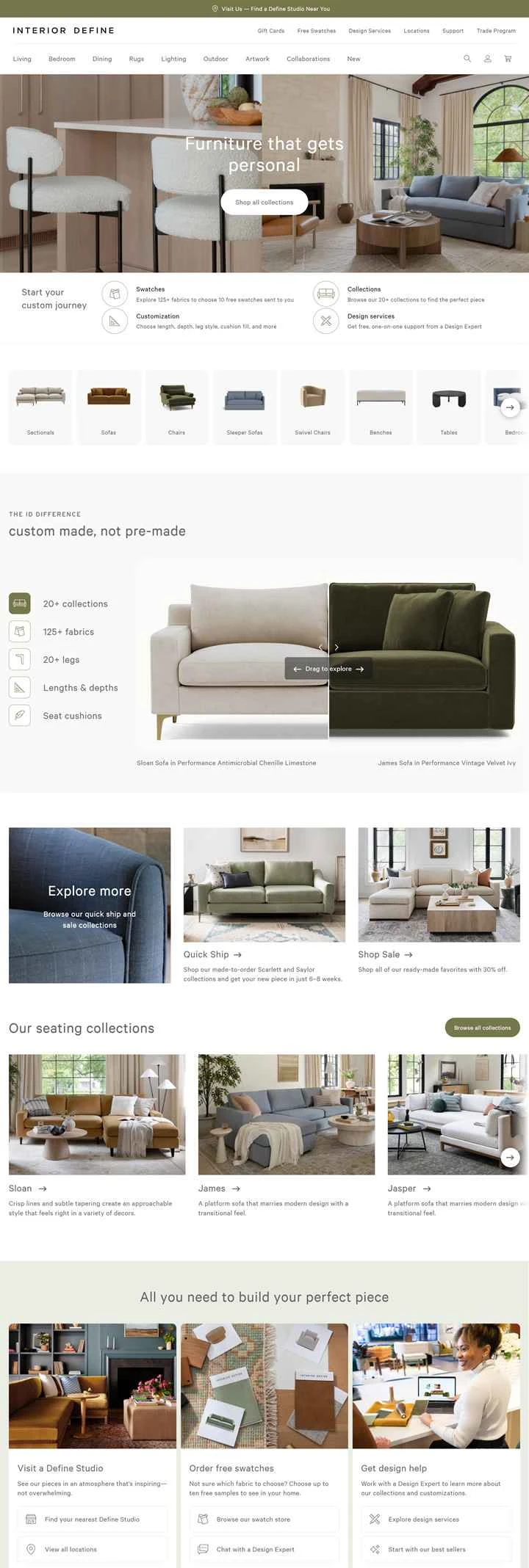 インテリアディファイン公式サイト：アメリカのカスタム家具ブランド