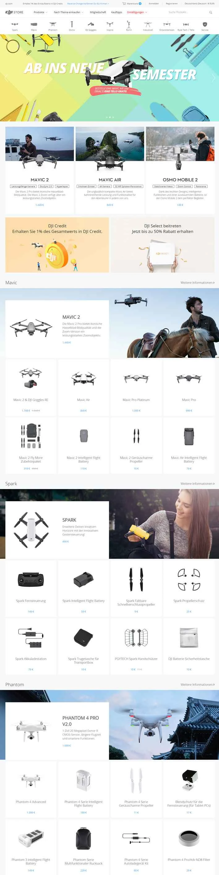 DJI公式ドイツストア：DJIドローン