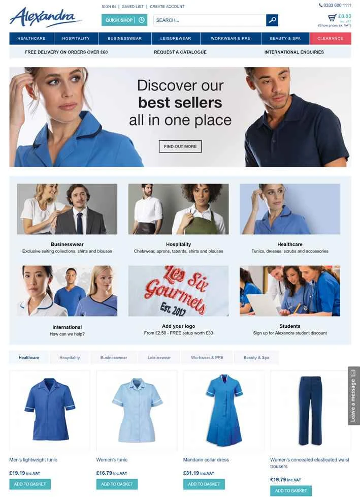 英国の業務用ユニフォームサプライヤー、アレクサンドラ