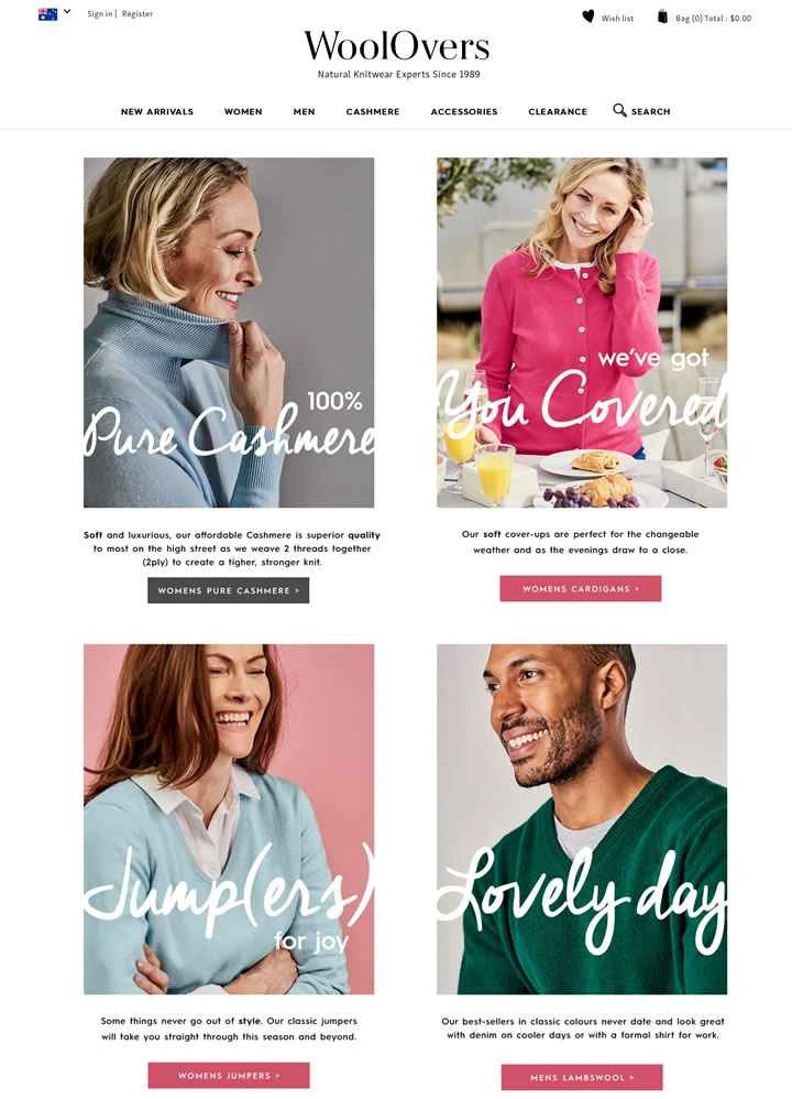 WoolOvers Australia 公式ウェブサイト: 英国ニットウェア会社