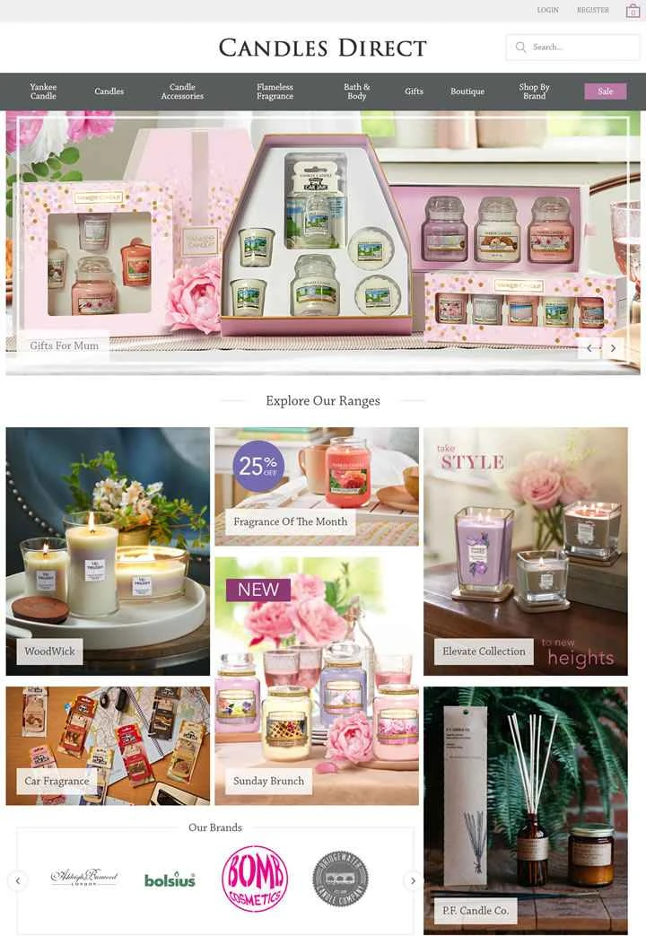 英国最大のオンラインキャンドルショップ「Candles Direct」