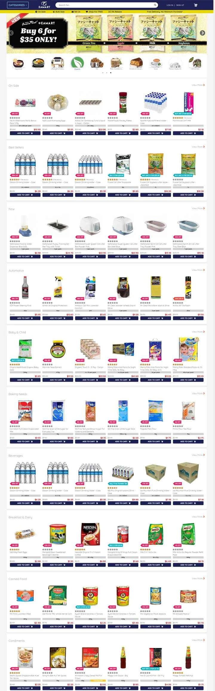 EAMART は、シンガポールを代表するライフスタイルと食料品のオンラインショッピング ウェブサイトです。