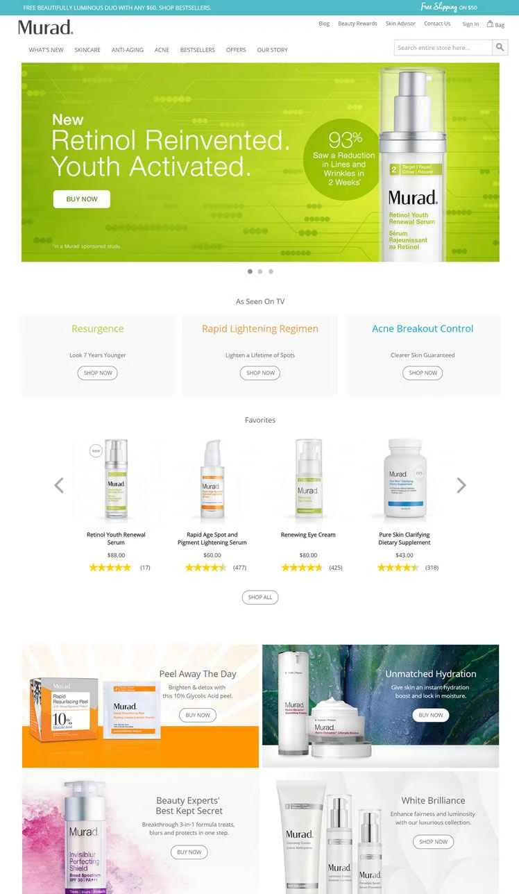 アメリカのニキビ治療およびアンチエイジング化粧品ブランド、Murad。