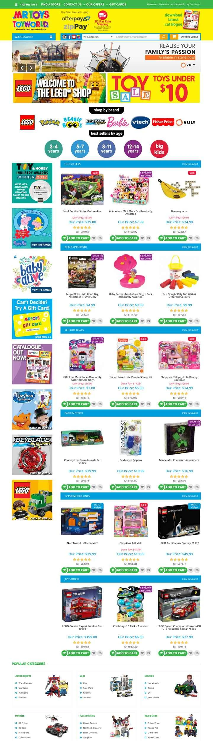 オーストラリアのオンライン玩具店：Mr Toys Toyworld