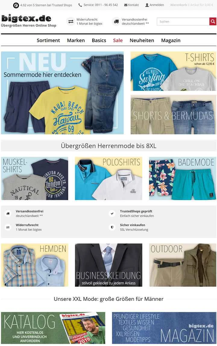 Bigtex は、プラスサイズおよび特大サイズの紳士服を扱うドイツの大手オンライン小売業者です。