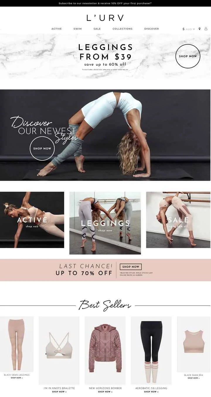 L'urv公式サイト：プレミアム女性用スポーツウェアブランド